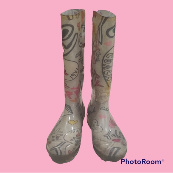 VINTAGE Coach 8 poppy rain-boots - Picture 5 of 8